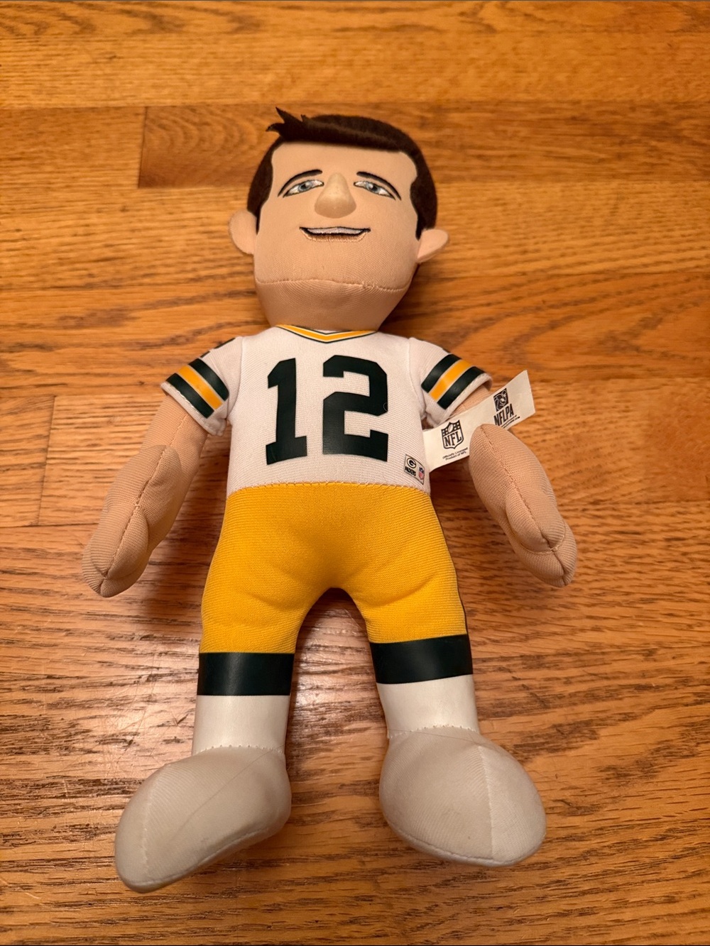 NFL Aaron Rodger’s Green Bay #12 Plush Player Doll - White & Yellow